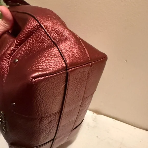 Coach Metallic Garnet Red Mickie Drawstring Crossbody Bag W/Gun Metal Hardware - Picture 5 of 7